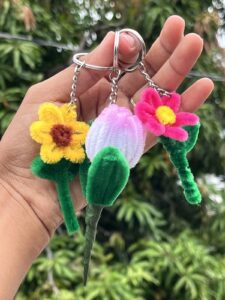 artisan floral chenille keychains