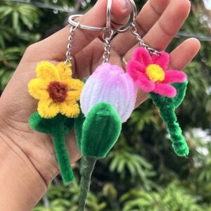 artisan floral chenille keychains