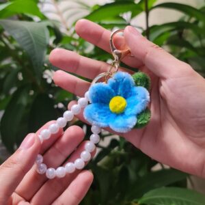 azure bloom pearl keychain